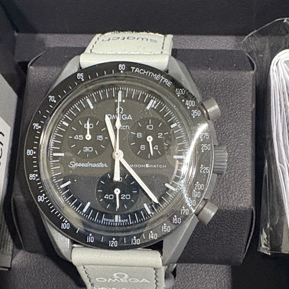 Omega Speedmaster with Black Dial and Gray Strap